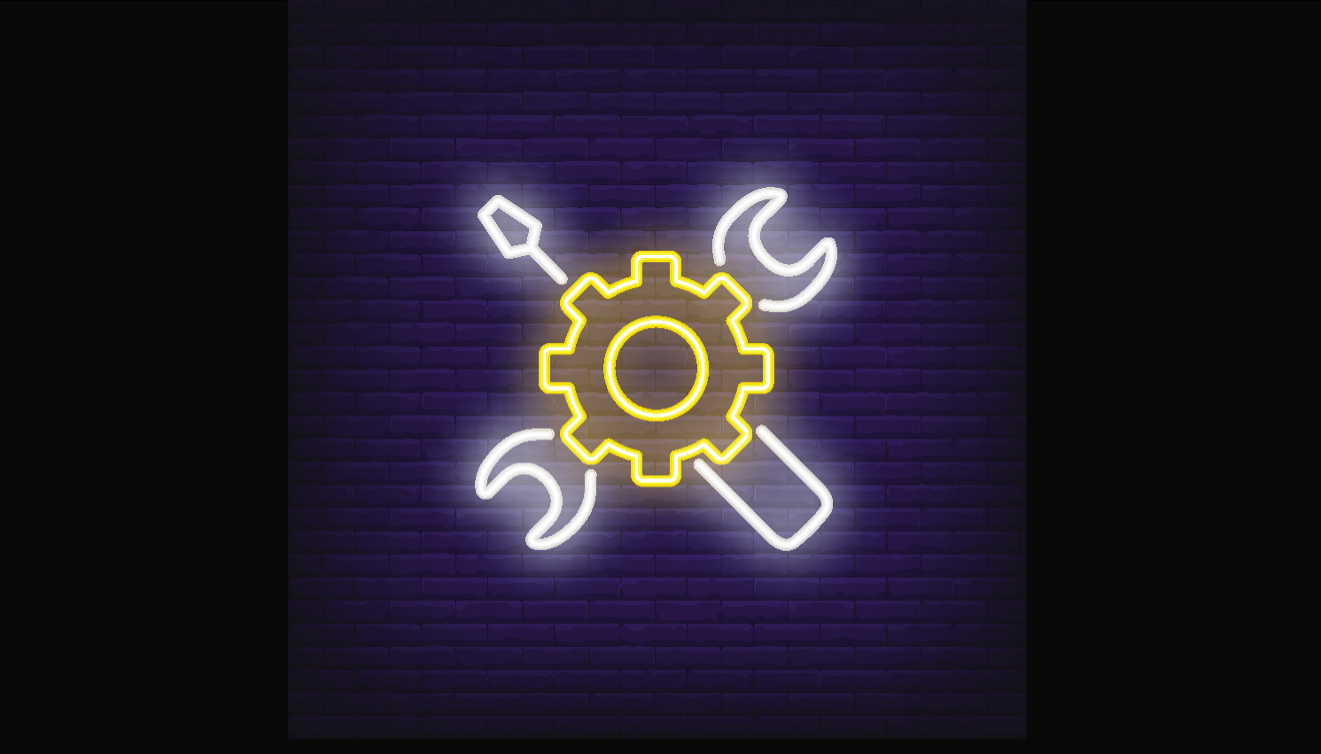 Neon icon of mechanic tools